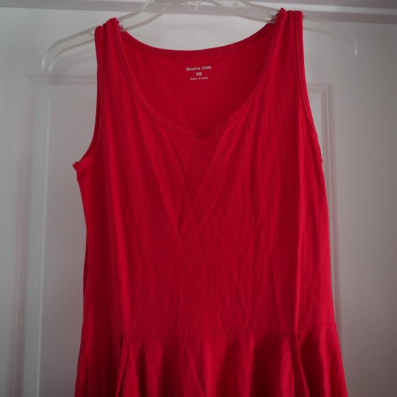 Svaha USA Red Sleeveless Twirl Dress Sz XS With Pockets 100% Cotton - Picture 5 of 8